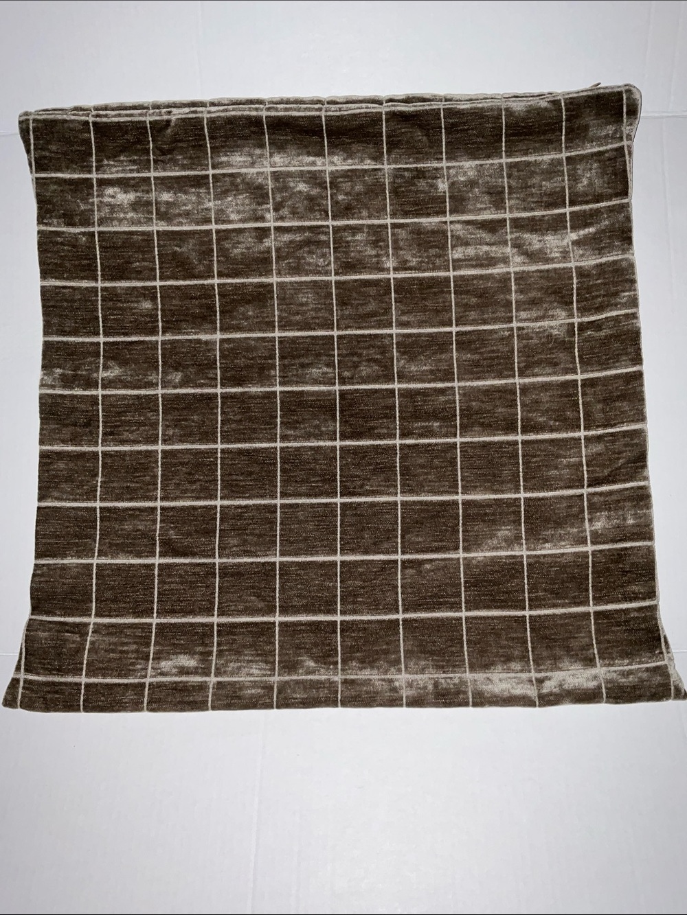 Pillow Cover -Checker Grid- Taupe and White Soft Modern Look